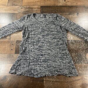 Eileen Fisher pullover sweater tunic V neck black and white size M